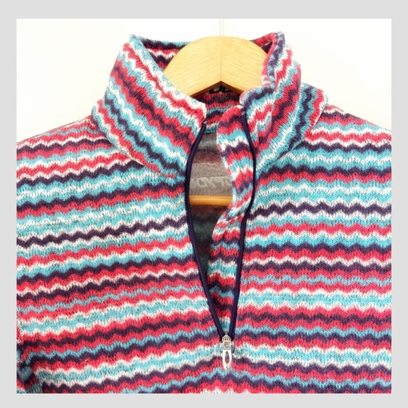 Spyder Savona 1/4 Zip Fleece Mock Neck Colorful Stripe Pullover Top Shirt Size 8 - Picture 4 of 14